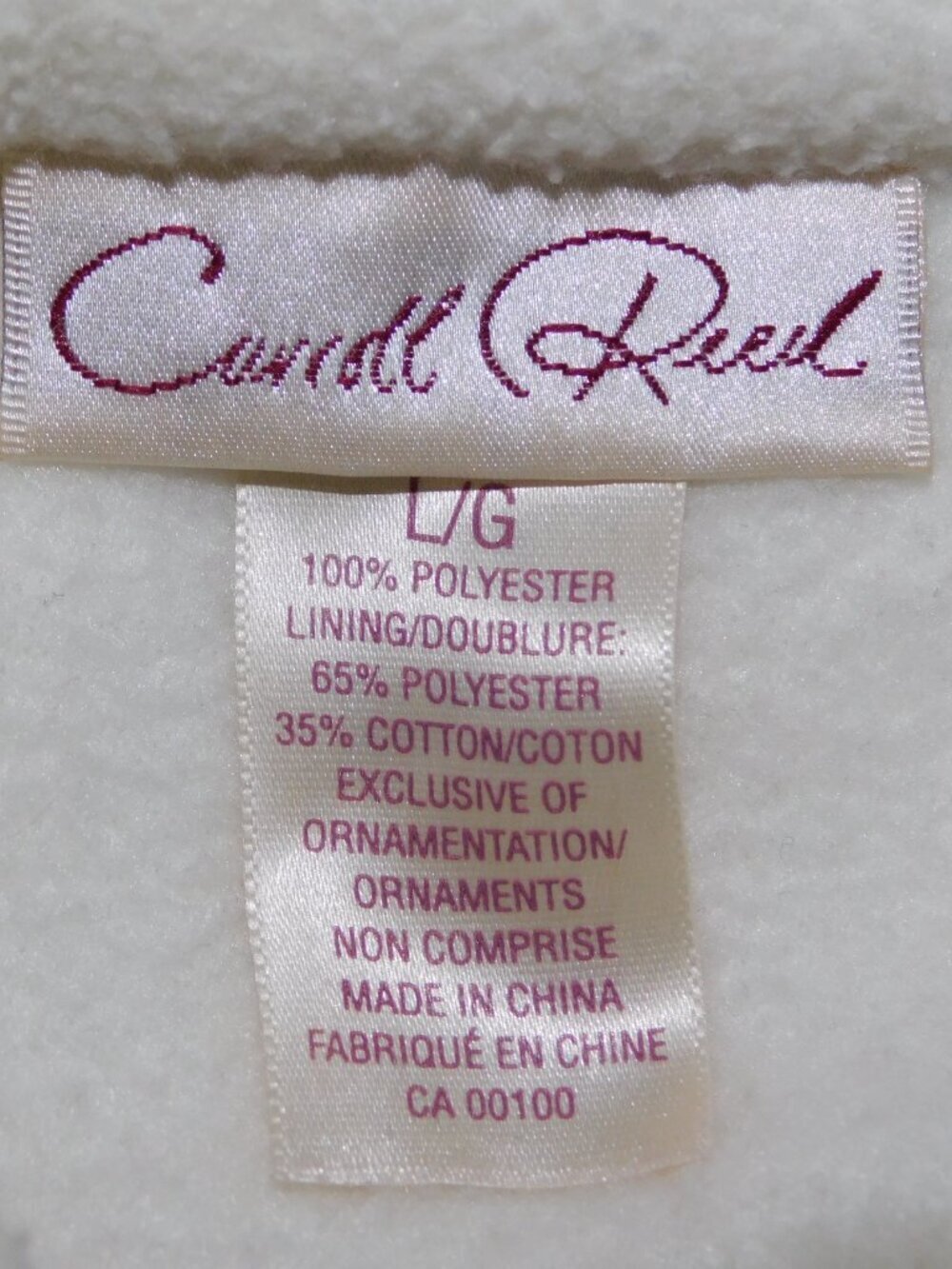 VTG Carroll Reed White Fleece Embroidered Pink Rose Full Zip Vest Womens L - Picture 3 of 9